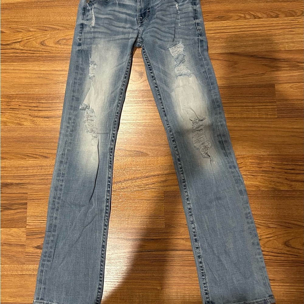 The Buckle BKE Blue Distressed Men’s Aiden Straight Leg Jeans
